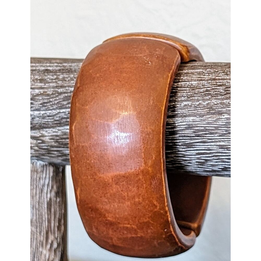 Wood Look Resin Clamper Style 1.25" Wide Bangle Bracelet